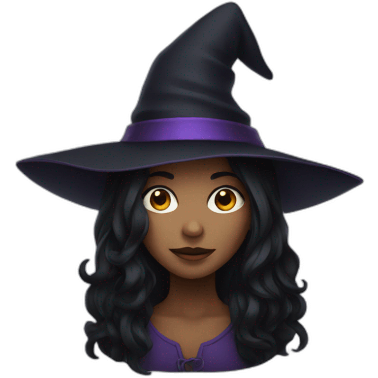 witch with black long hair  emoji