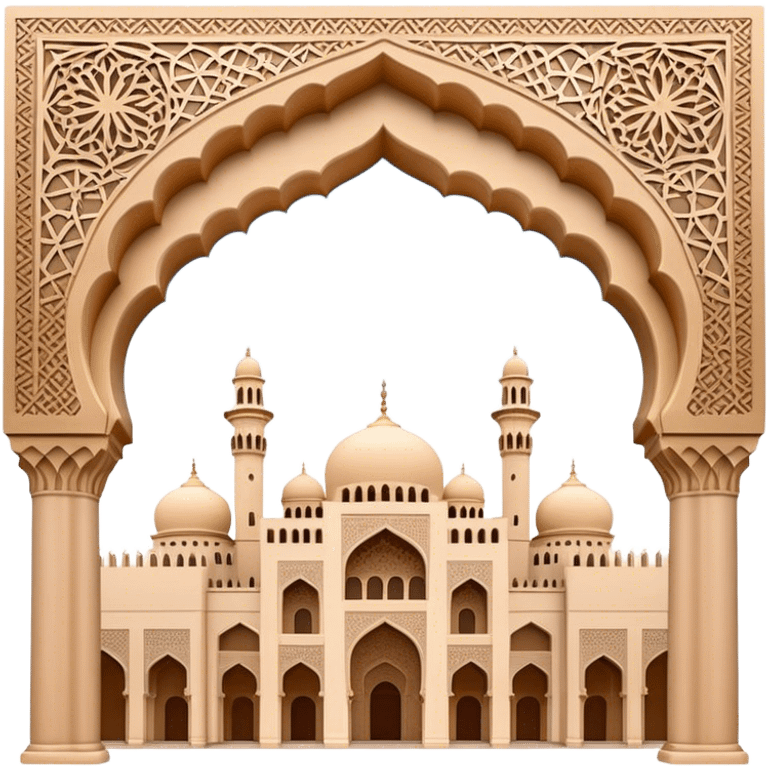 Cinematic Realistic Alhambra Landmark Emoji, capturing the intricate Moorish architecture, ornate arches. emoji