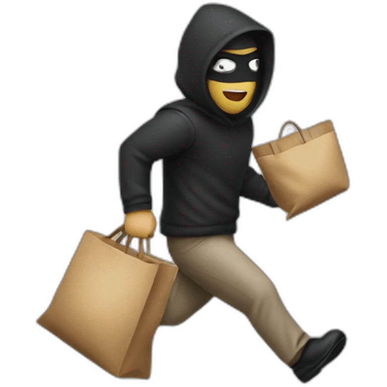 the thief runs with a bag emoji