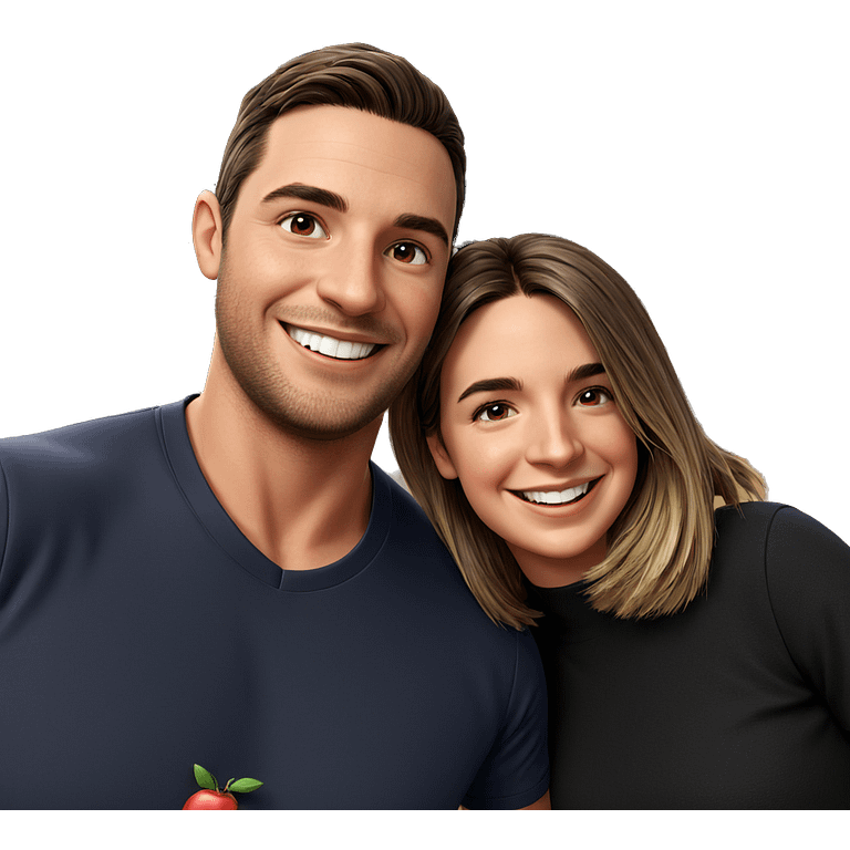 happy couple portrait outdoors emoji