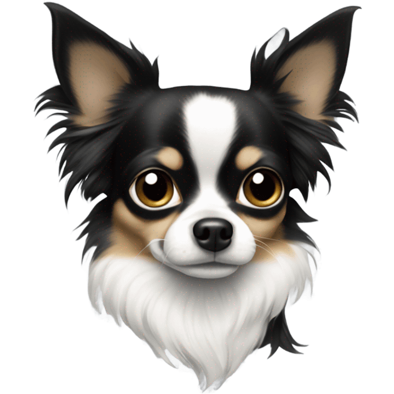 fully only black and white long haired chihuahua emoji