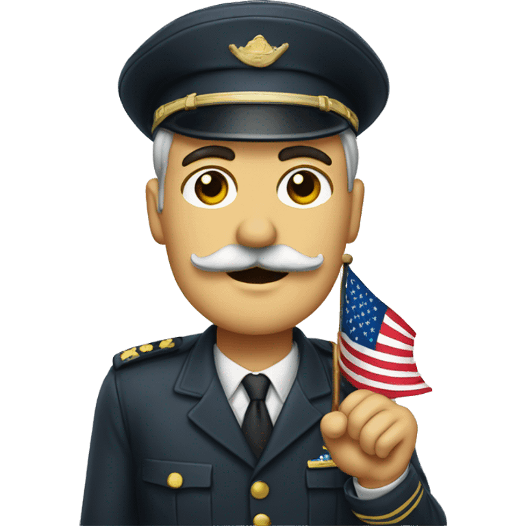 man with mustache saluting the flag emoji