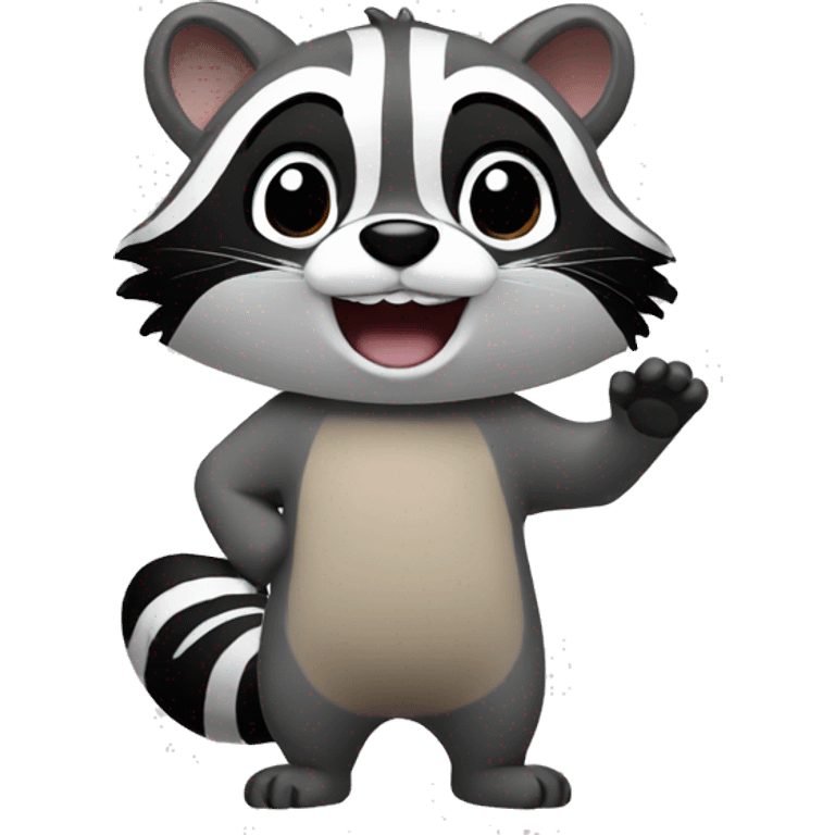 create me a cute raccoon emot waving emoji