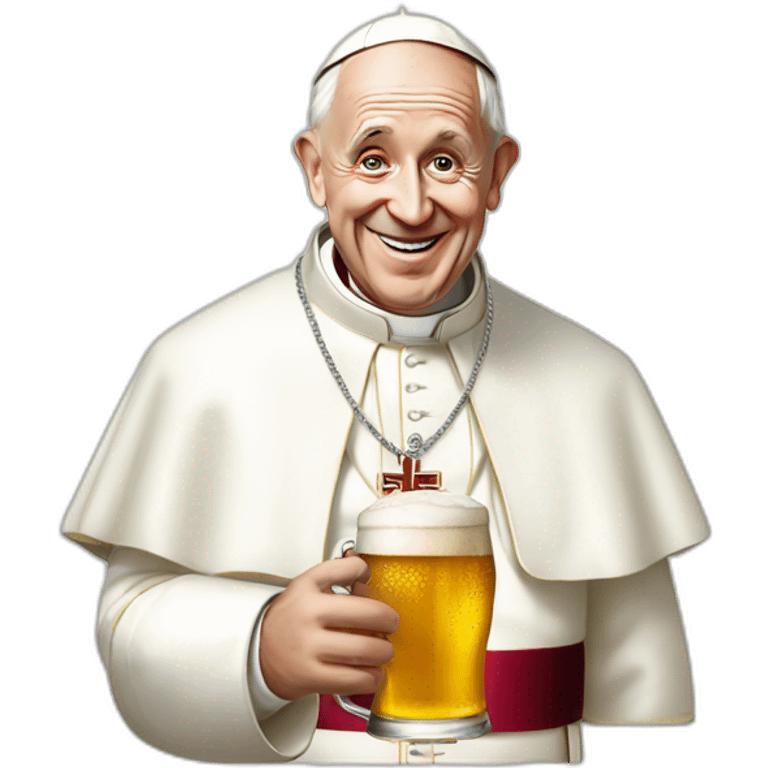 the pope with a pint of lager emoji