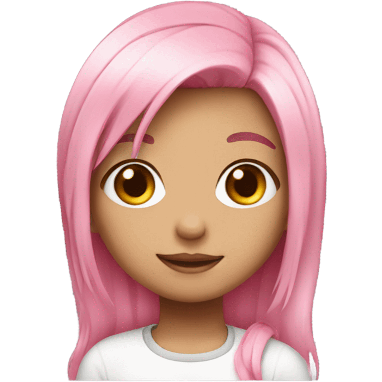 Cute girl with a pink hair like an anime character  emoji