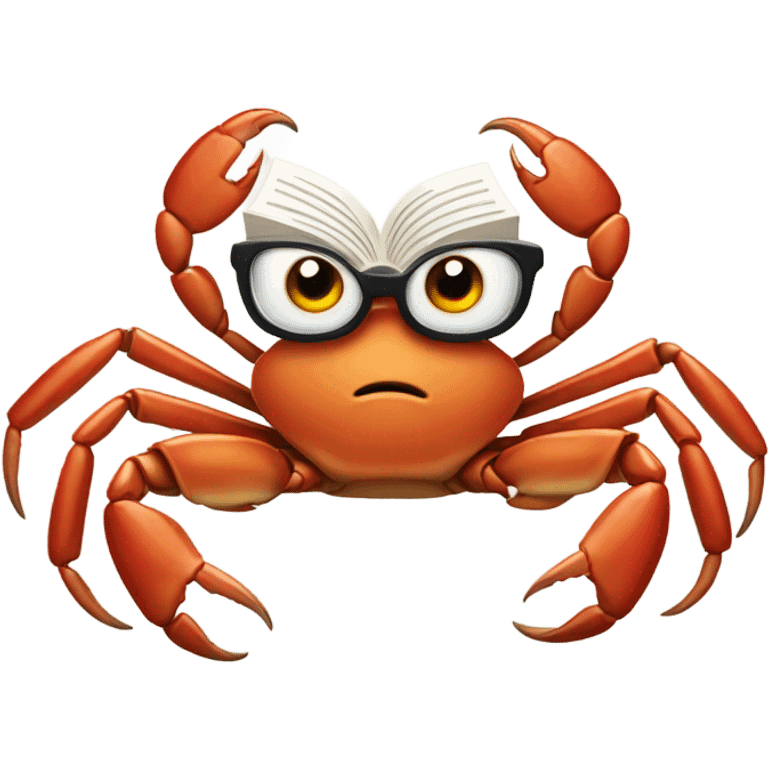 Crab with a book emoji