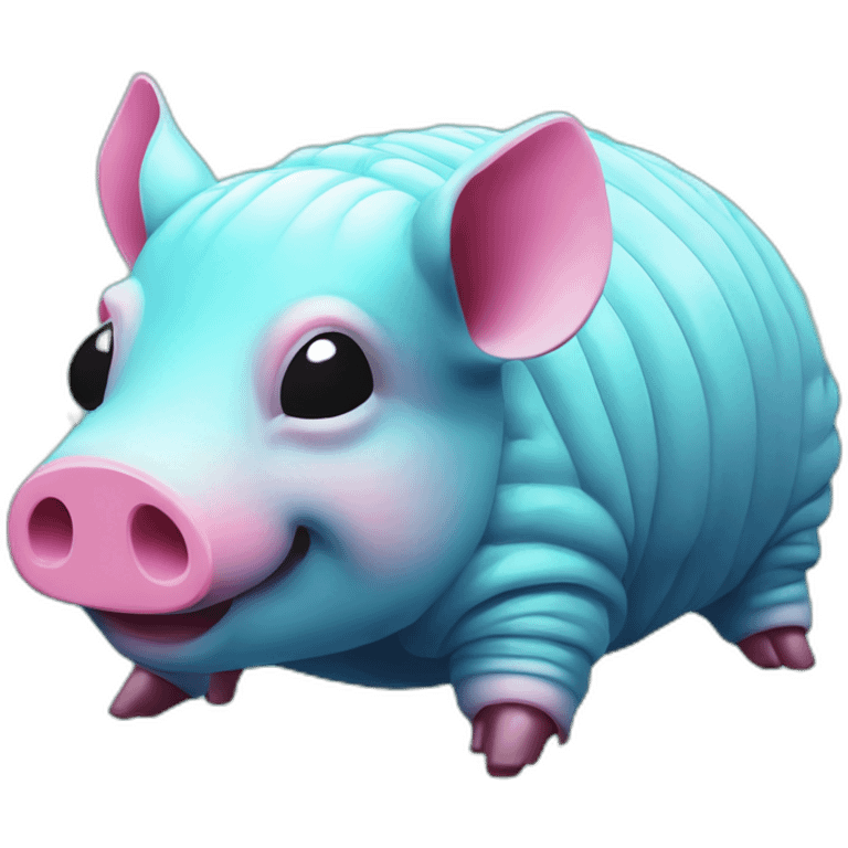 Vaporwave cyan gradient pig armadillo cow centipede insect emoji