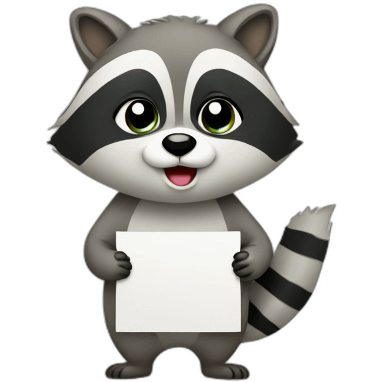 Cute raccoon Holding a Sign emoji