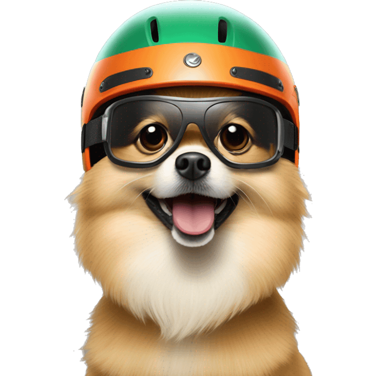 angry pomeranian in riders helmet and riders glasses emoji