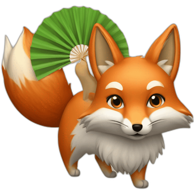 fox with fan of 9 lotusshaped tails at back emoji