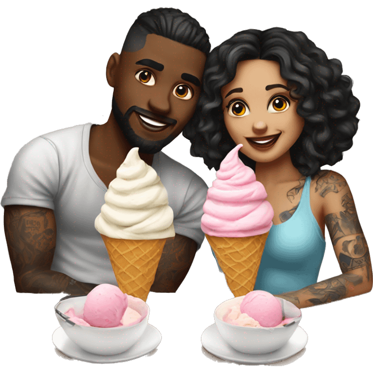 Cute ice cream date for beautiful tattooed couple emoji