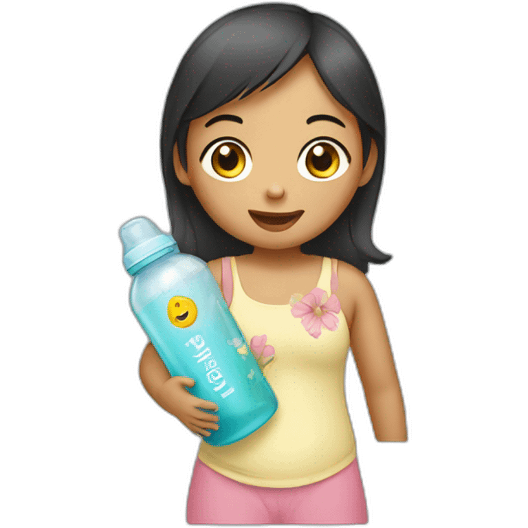 Indonesian girl with baby bottle emoji