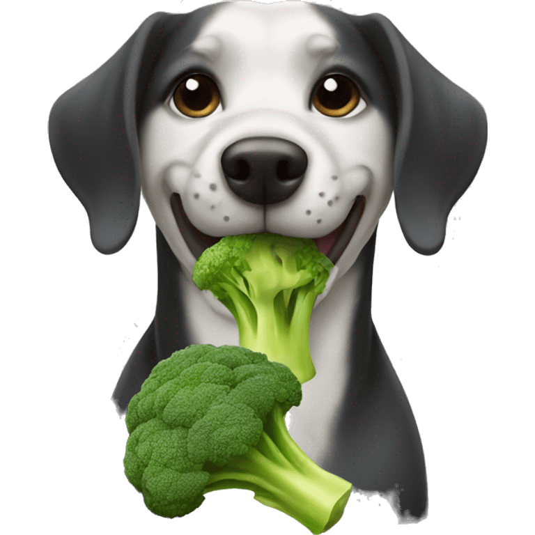 dog eating broccoli emoji