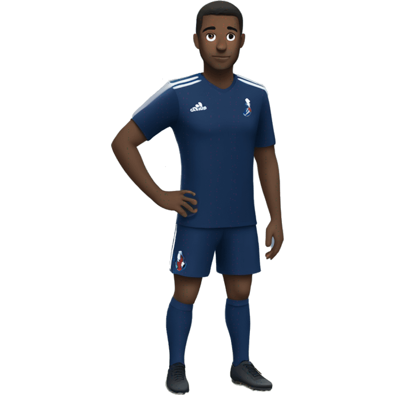 french football player in dark blue uniform in full height emoji