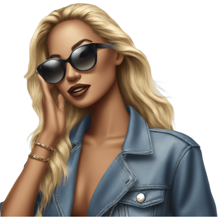 Hyper Realistic beautiful high fashion model putting on sunglasses  emoji