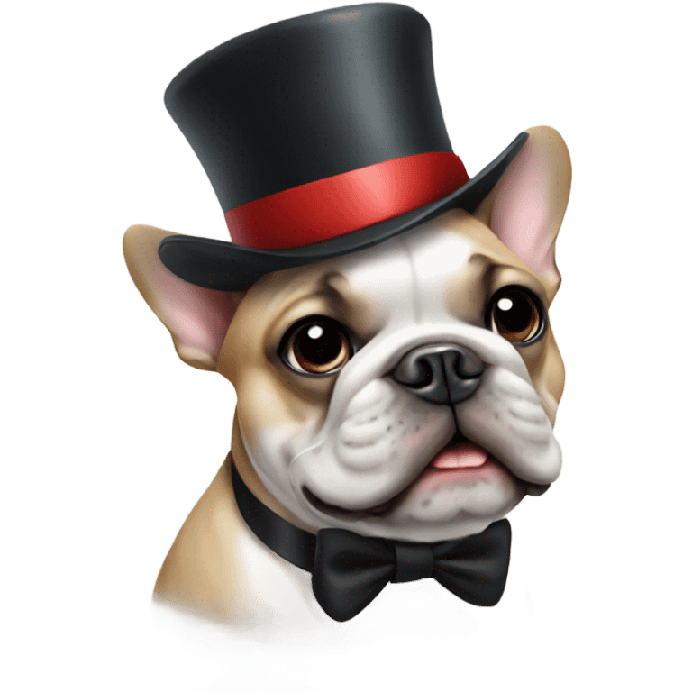 French bulldog with a top hat  emoji