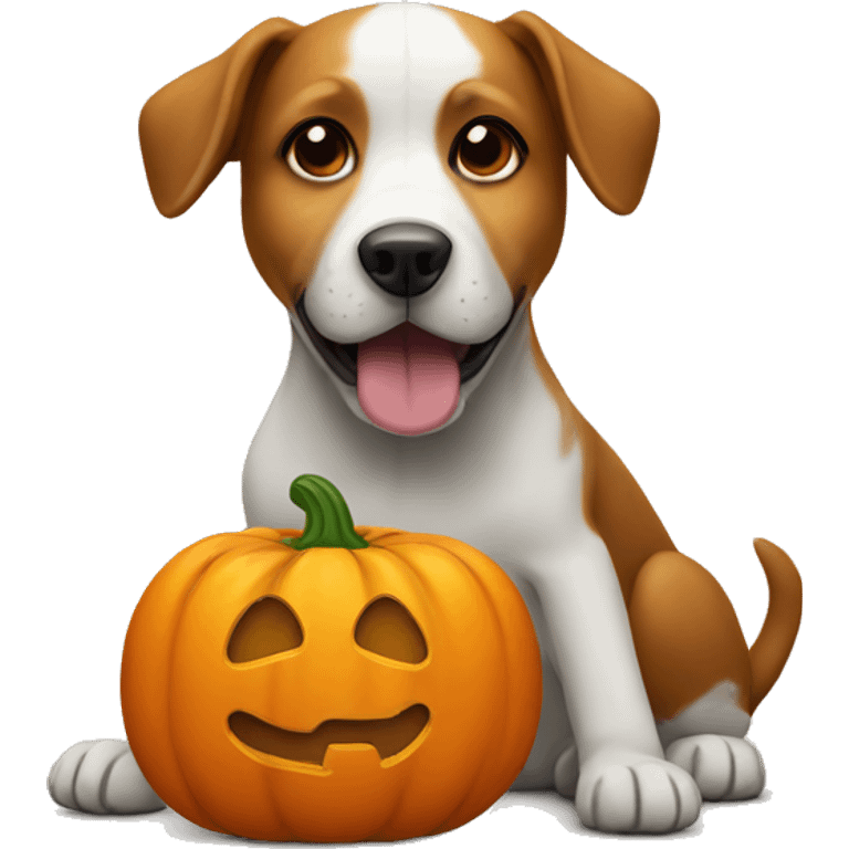 Dog with a pumpkin  emoji