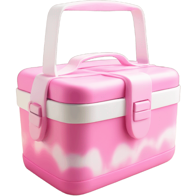 Pink white Light lunch box cute with ribbons  emoji