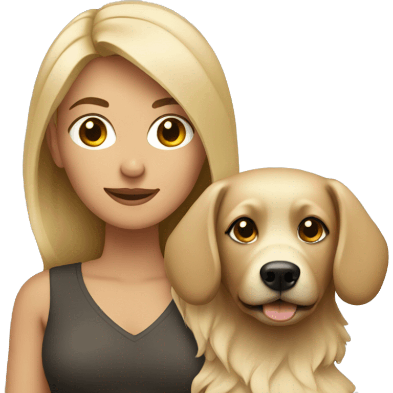 Brunette woman with blonde little dog emoji