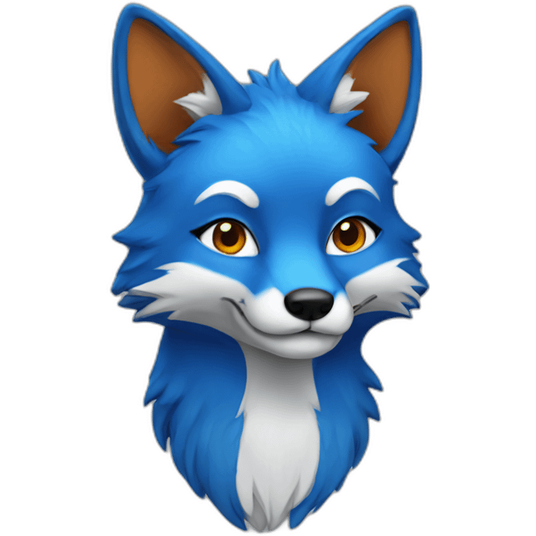 Fox with blue hair details emoji