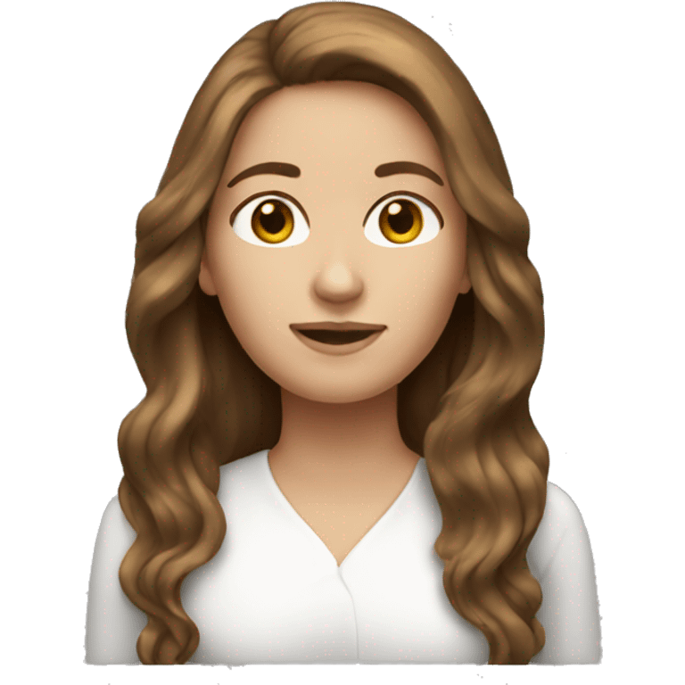 White woman long brown hair emoji