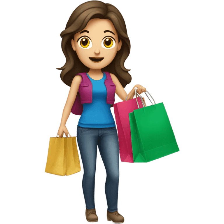 Brunette white woman shopping emoji