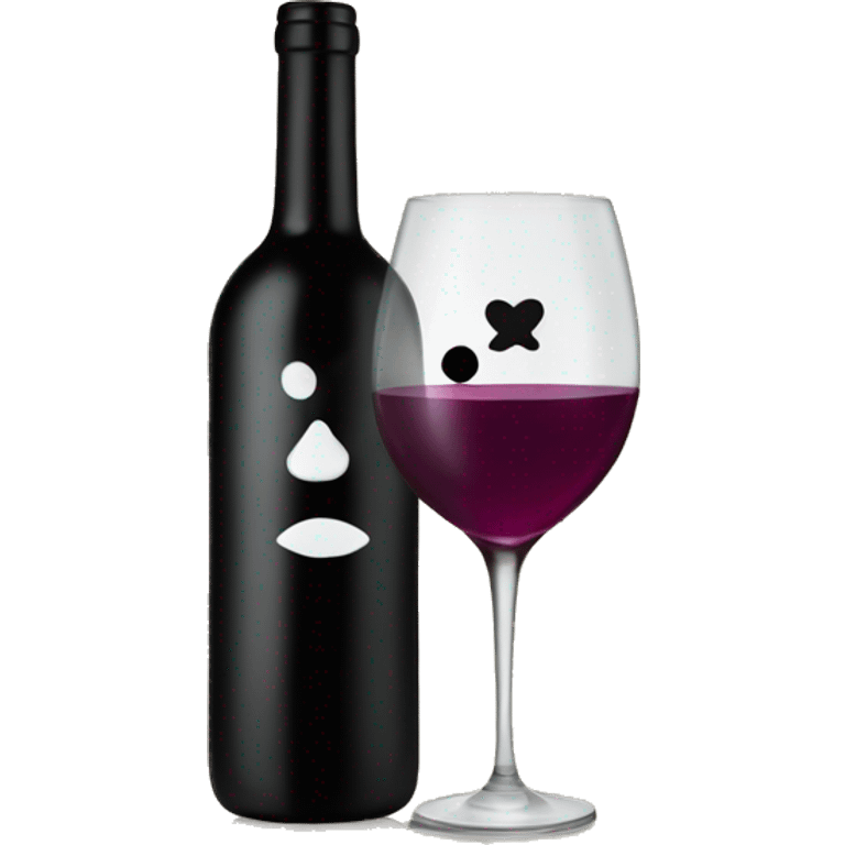 Wine with black kiss on glass emoji