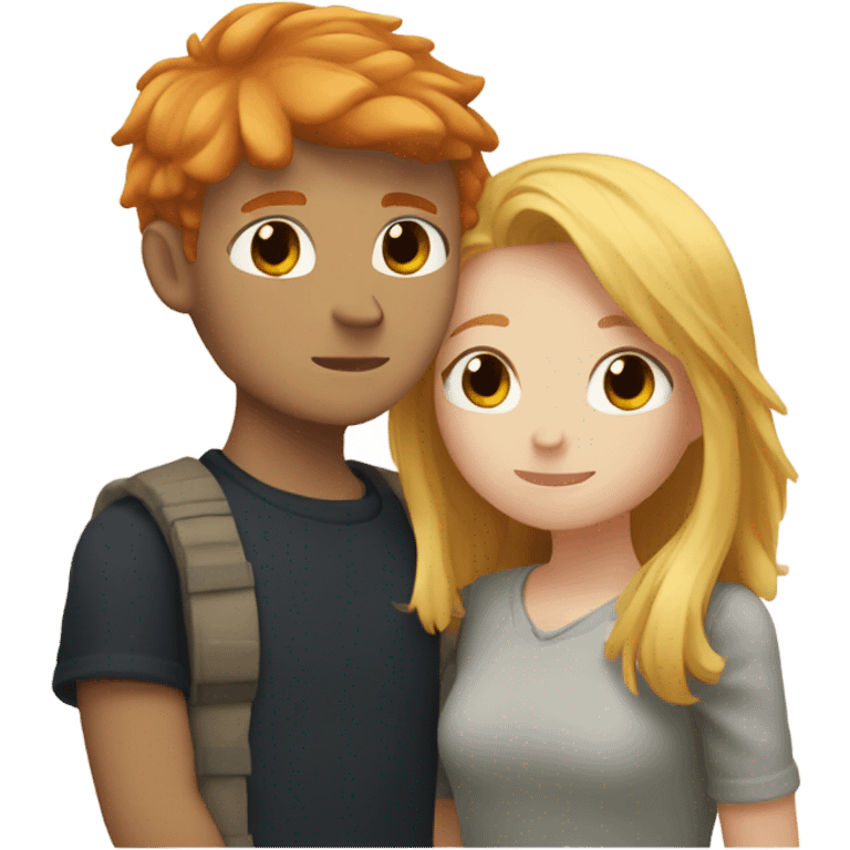 ginger boy and blonde girl hugging aesthetic  emoji