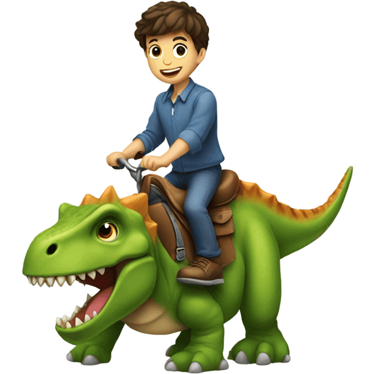 Brunette boy on a dinosaur  emoji