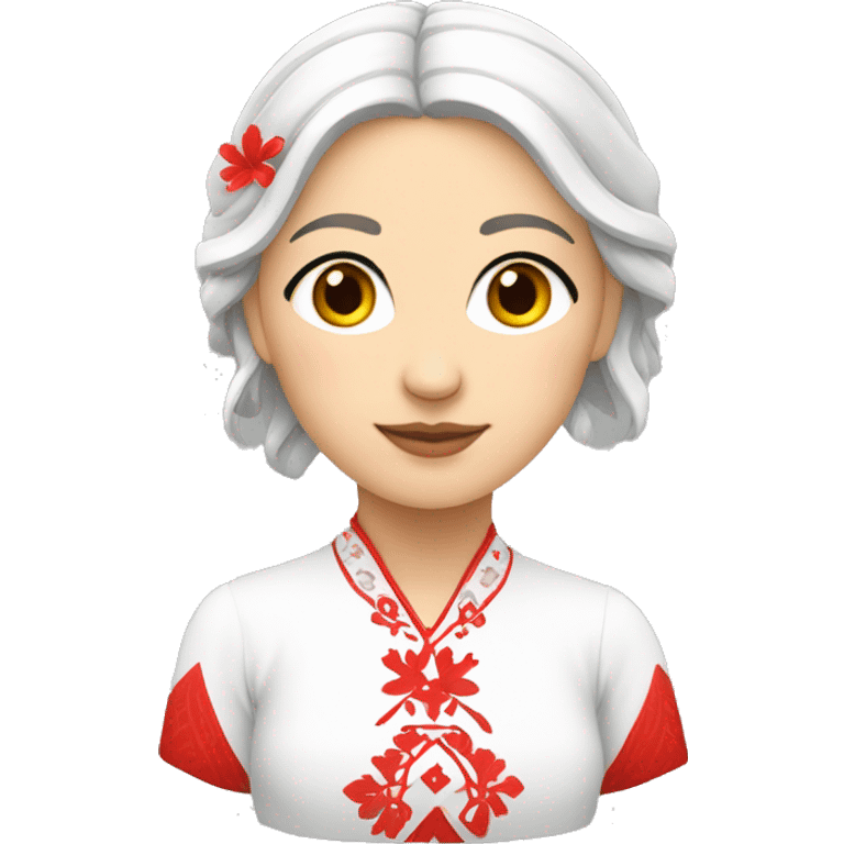 Women vyshyvanka, white with red embodiary emoji