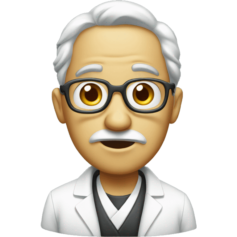 A confused looking chemist emoji