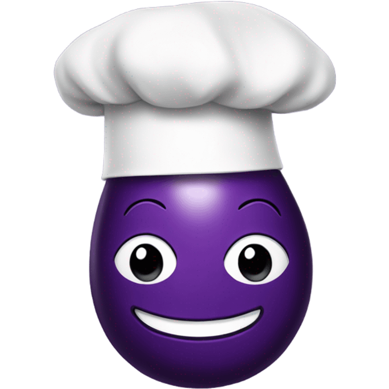 Eggplant emoji (whole thing) wearing chef’s hat  emoji