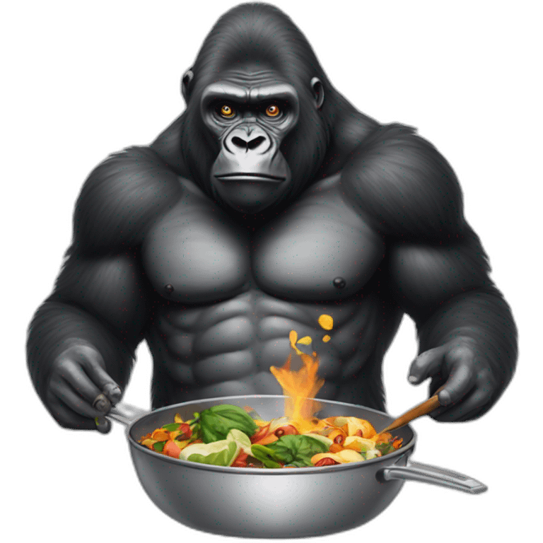 a gorilla cooking a skull emoji