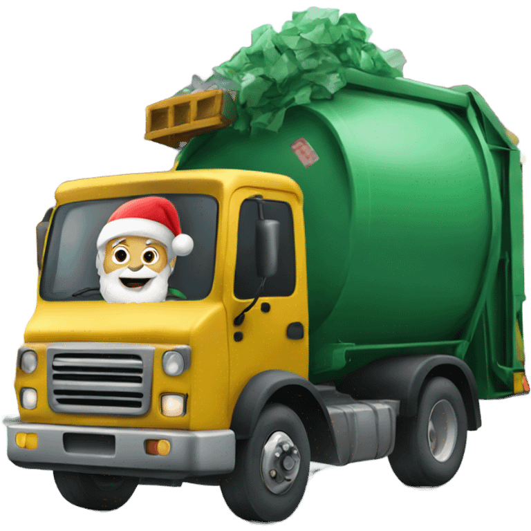 Santa Claus driving a garbage truck emoji