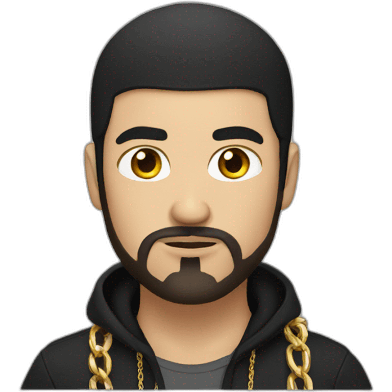 Russian male thug wearing gold chain with black short hair and short beard emoji