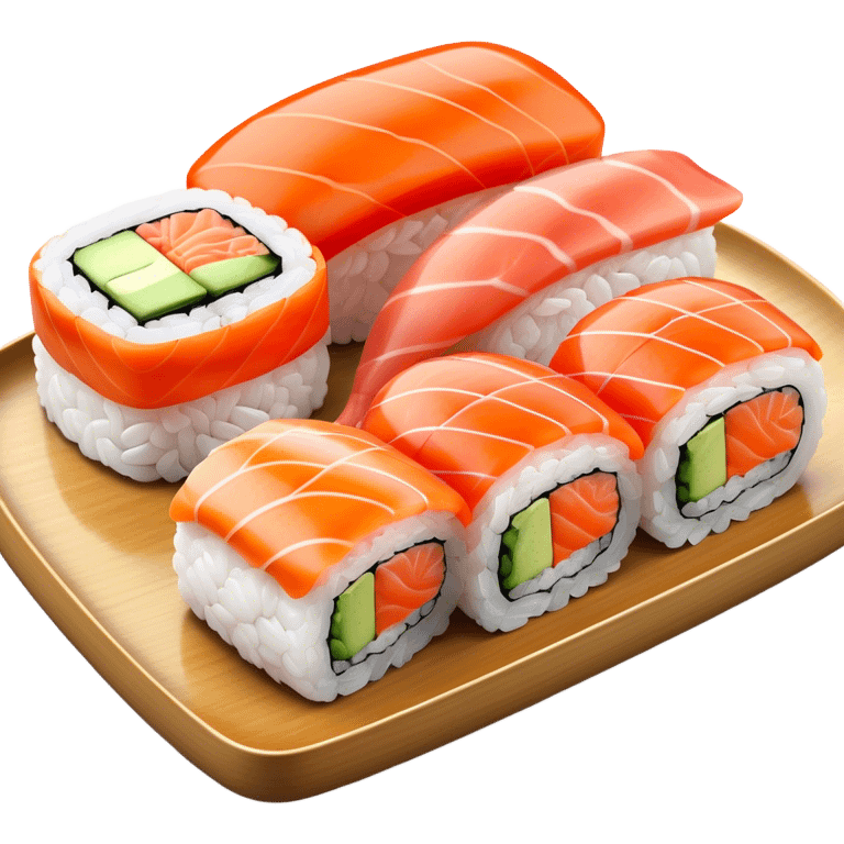 Sushi Cinematic Realistic Sushi Dish Emoji, depicted as one or two artfully arranged pieces of fresh sushi, rendered with delicate textures and subtle, natural lighting that highlights its refined simplicity. emoji