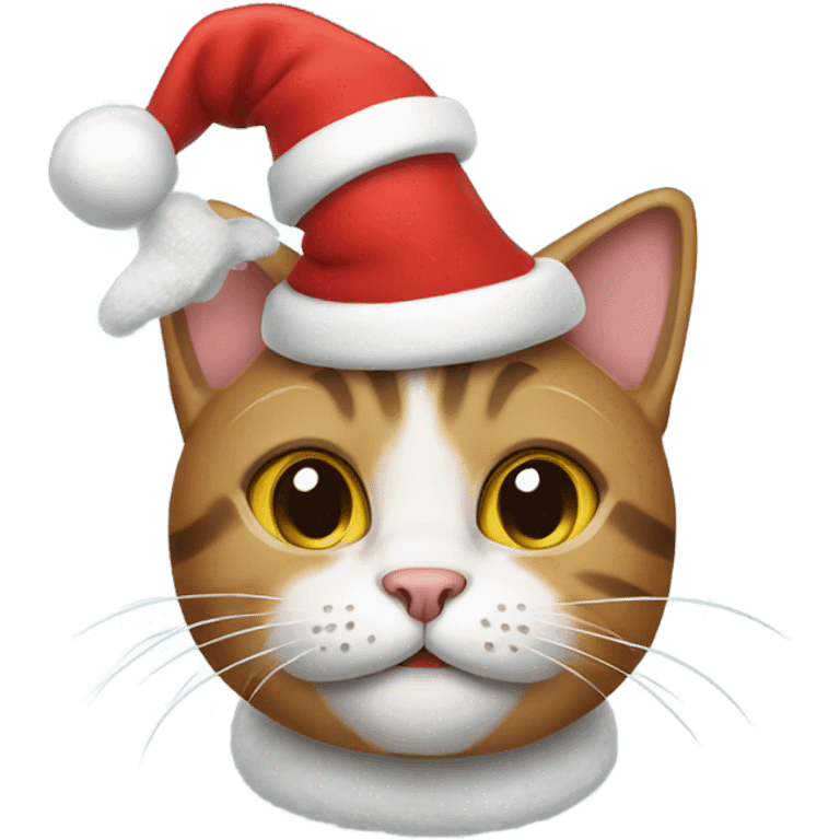 Cat wearing Christmas hat emoji