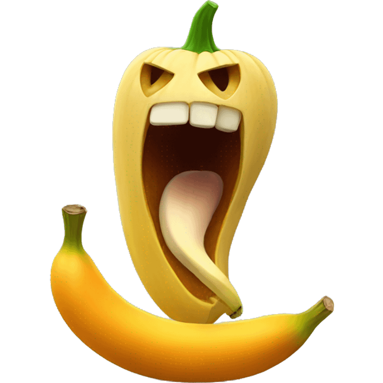 Pumpkin licking a banana emoji