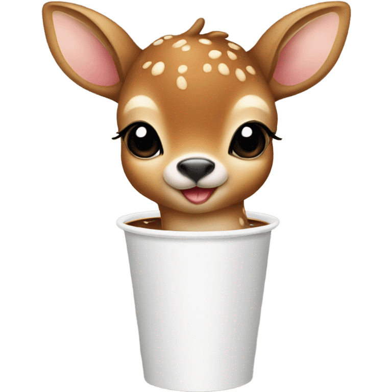 Cute Baby deer drinking iced coffee emoji