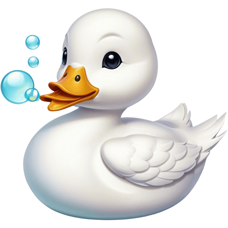 White duck blowing bubbles emoji