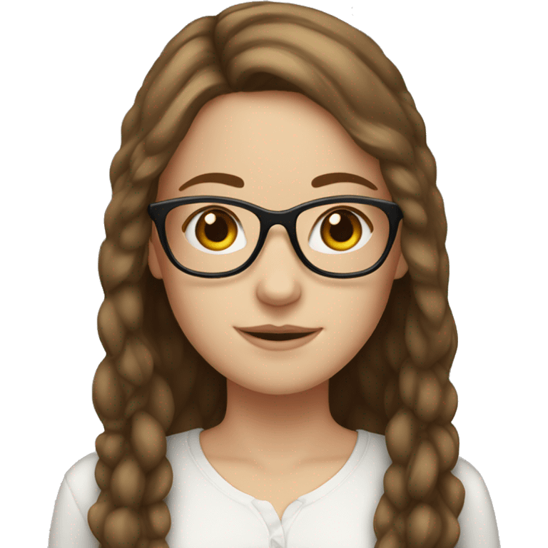 White girl with glasses and brown hair emoji