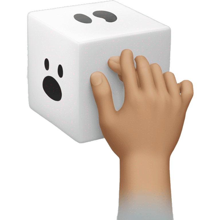 a hand touching a cube emoji