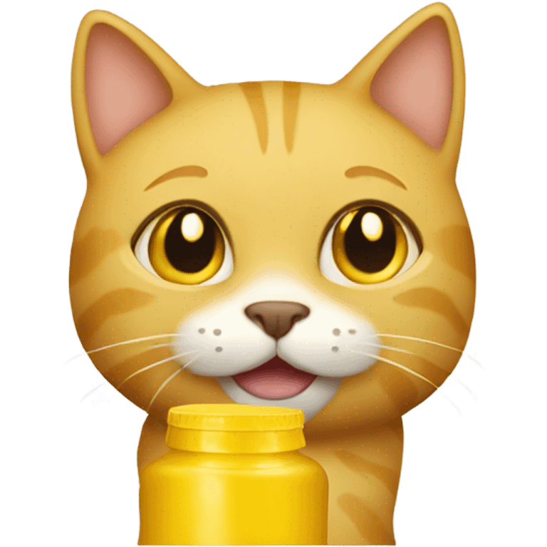 Yellow cat with mustard bottle emoji