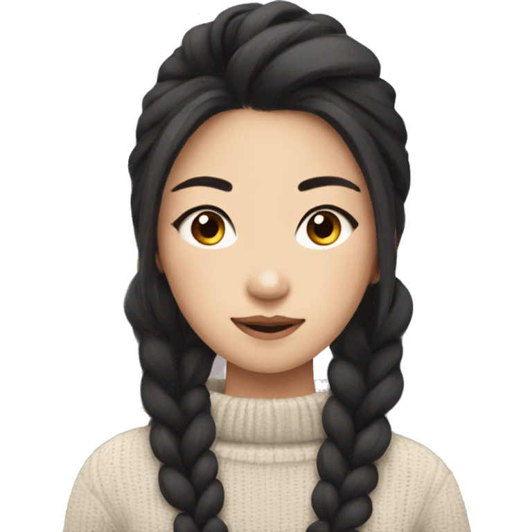 Pretty Asian girl with lush dark hair wearing sweater  emoji