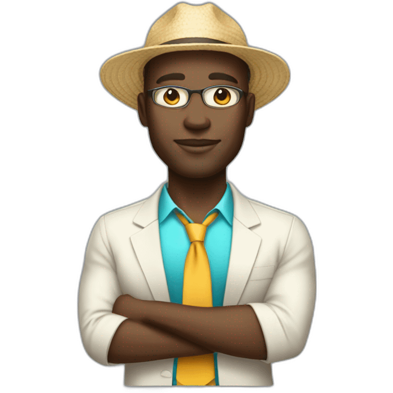 very light skinned African business manager in beach wear emoji