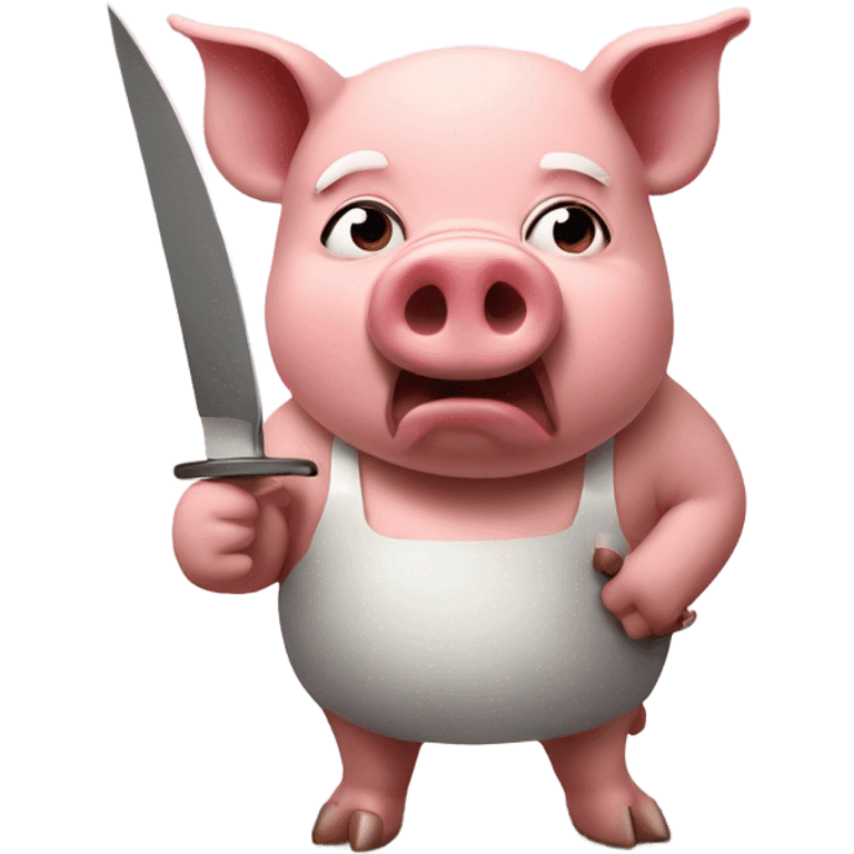 A pig holding a knife . the pig is angry emoji