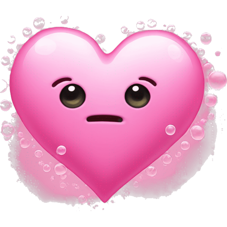 a cute pink heart made of bubbles with no face emoji