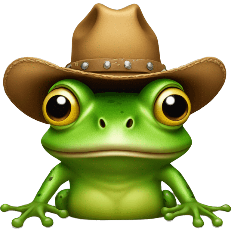 Frog wearing a cowboy hat emoji