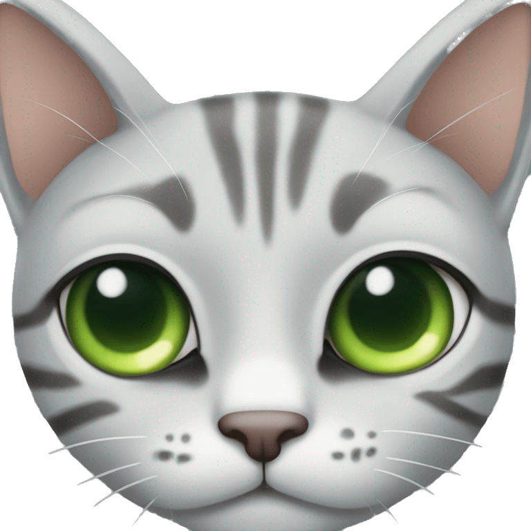 Gato gris atigrado ojos verdes emoji