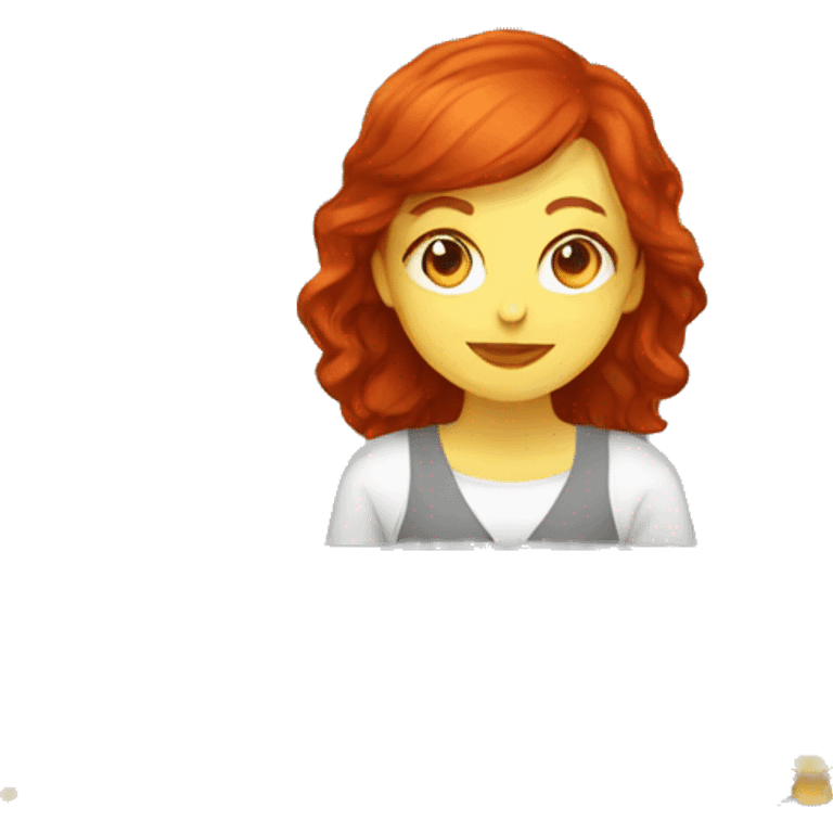 female graphic designer redhead glass computer emoji